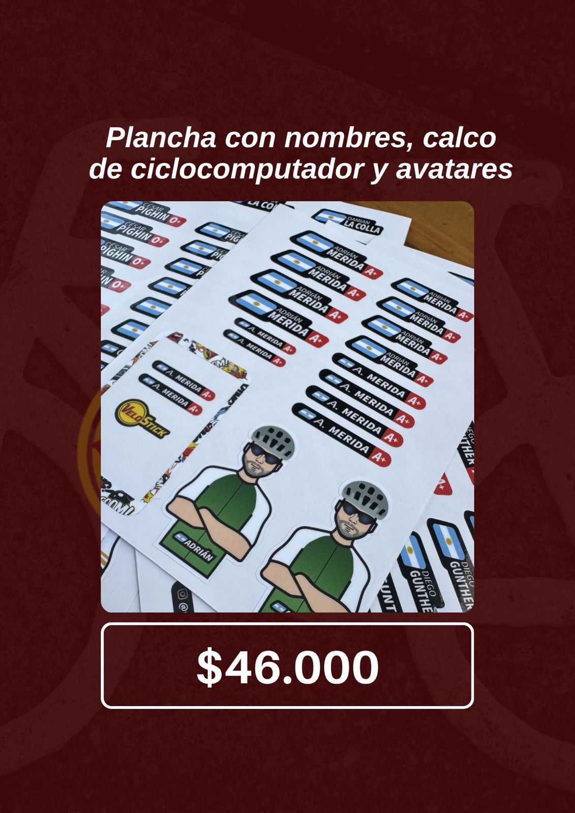 Plancha completa con nombres, ciclocomputador y avatares